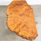 Mid Century Modern Coffee Table Live Edge Hairpin Wrought Iron Legs Burl Wood - Image 6