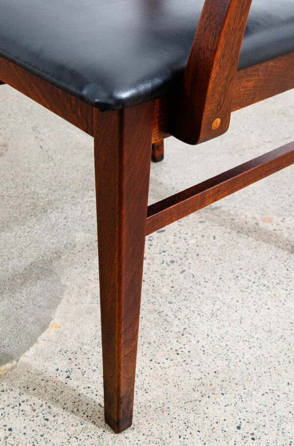 Mid Century Modern Dining Chairs Pair Solid Walnut Armchairs Captain Black Mcm - Image 9