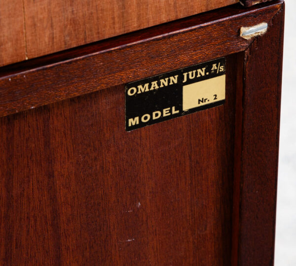 Mid Century Danish Modern Bookshelf Cabinet Rosewood Drawers Omann Jun Drawers - Image 6