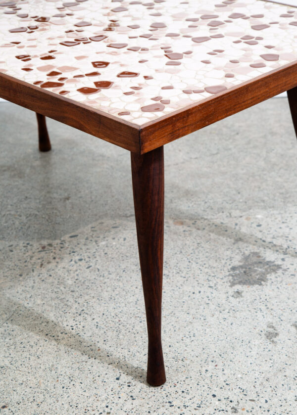 Mid Century Modern Nightstands End Side Table Step up Walnut Tile Ceramic Pebble - Image 8