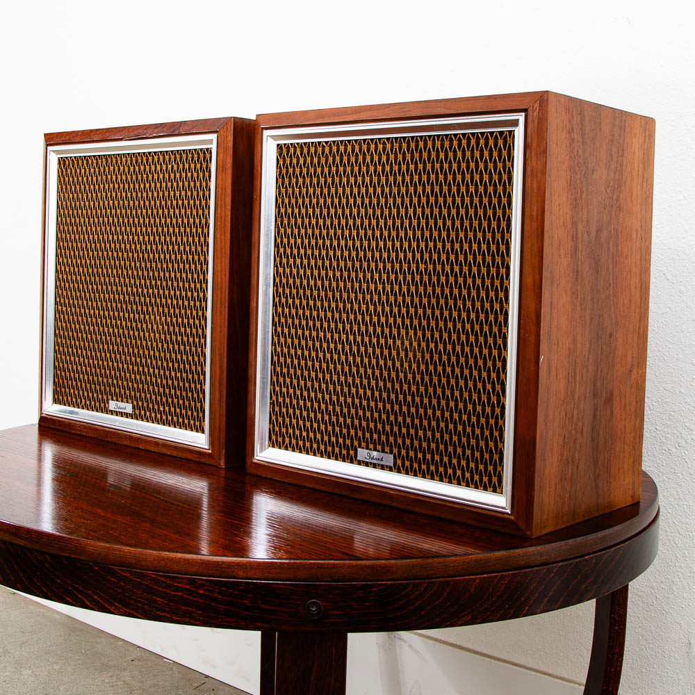Mid Century Danish Modern Speakers Set Pair Teak Veneer Bookshelf Speakers MCM - Image 3