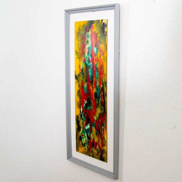 Mid Century Modern Original Painting Art Abstract Expressionism Red Yellow Teal - Image 7