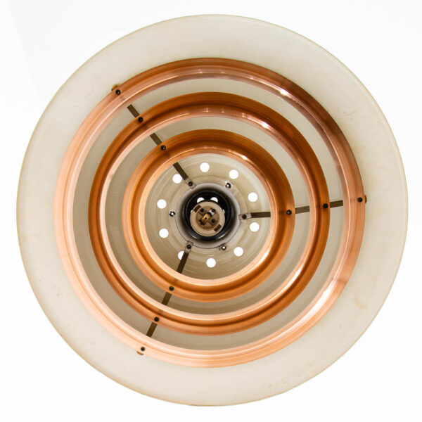 Mid Century Danish Modern Saucer Pendant Lamp Copper Finish Single Ceiling Light - Image 4