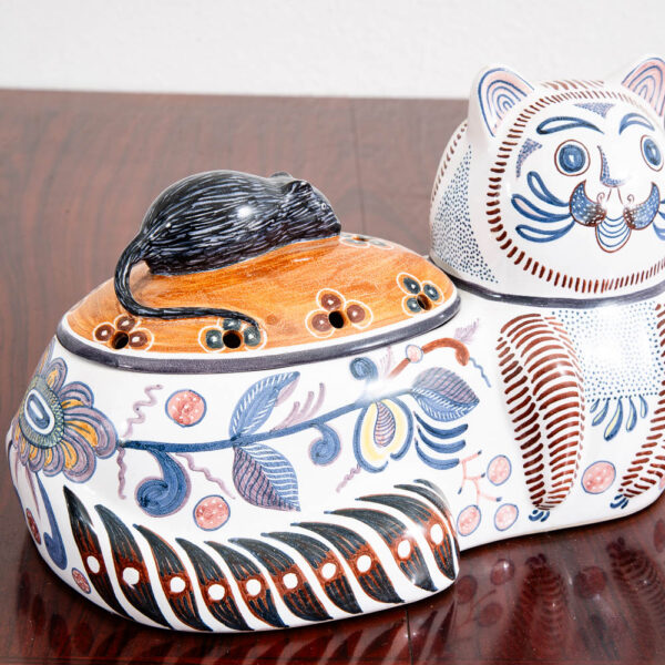 Mid Century Modern Cookie Porcelain Jar Art Pottery Cat Mouse Estrela Conimbriga - Image 7
