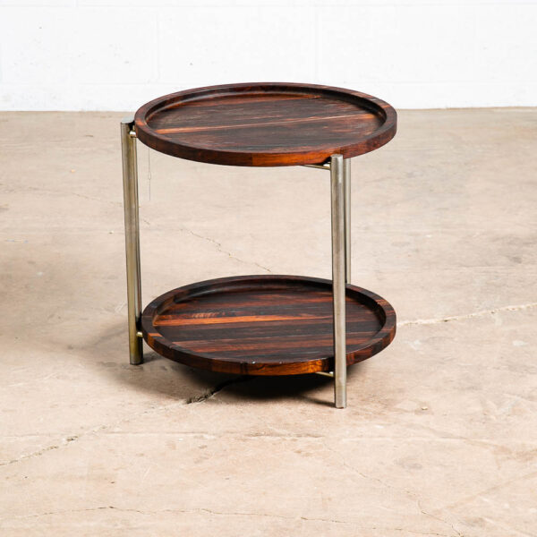Mid Century Danish Modern Table Folding Brazilian Rosewood Round Mcm Dark Wood - Image 7