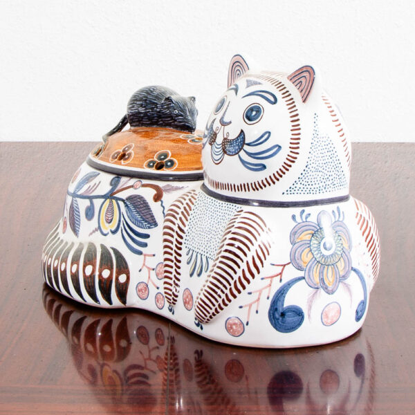 Mid Century Modern Cookie Porcelain Jar Art Pottery Cat Mouse Estrela Conimbriga - Image 3