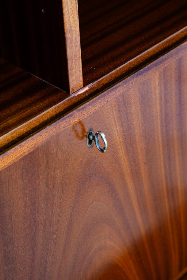 Mid Century Danish Modern Bookshelf Cabinet Mahogany Drawers Omann Jun Drop Leaf - Image 12