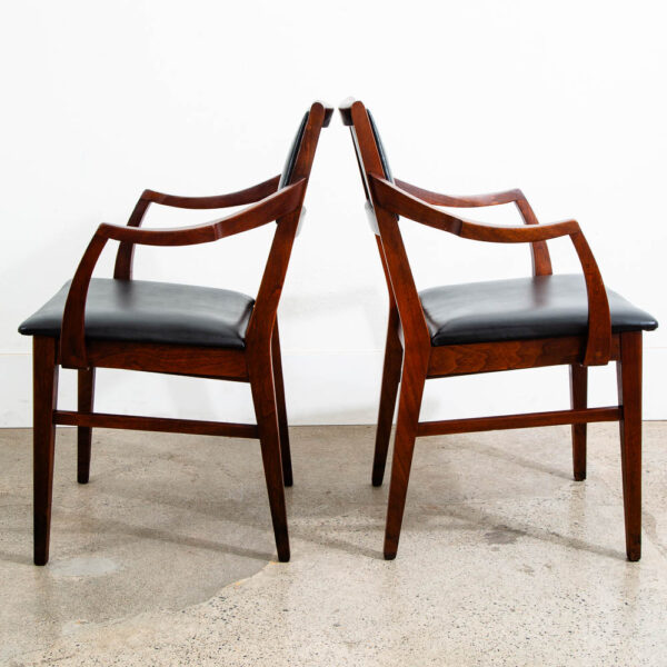 Mid Century Modern Dining Chairs Pair Solid Walnut Armchairs Captain Black Mcm - Image 3