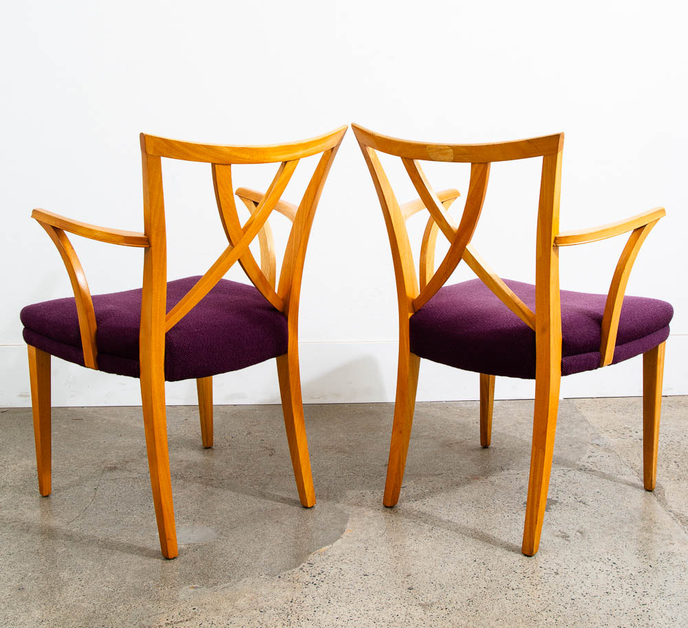 Mid Century Modern Dining Chairs Set 6 X Back Paul Frankl Purple Brown Saltman - Image 9