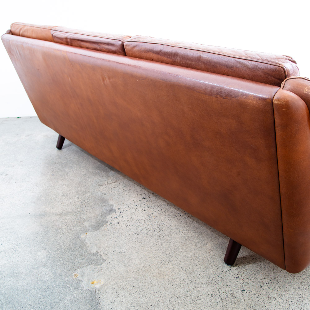 Mid Century Danish Modern Sofa Couch Aage Christiansen Cognac Leather Matador - Image 11