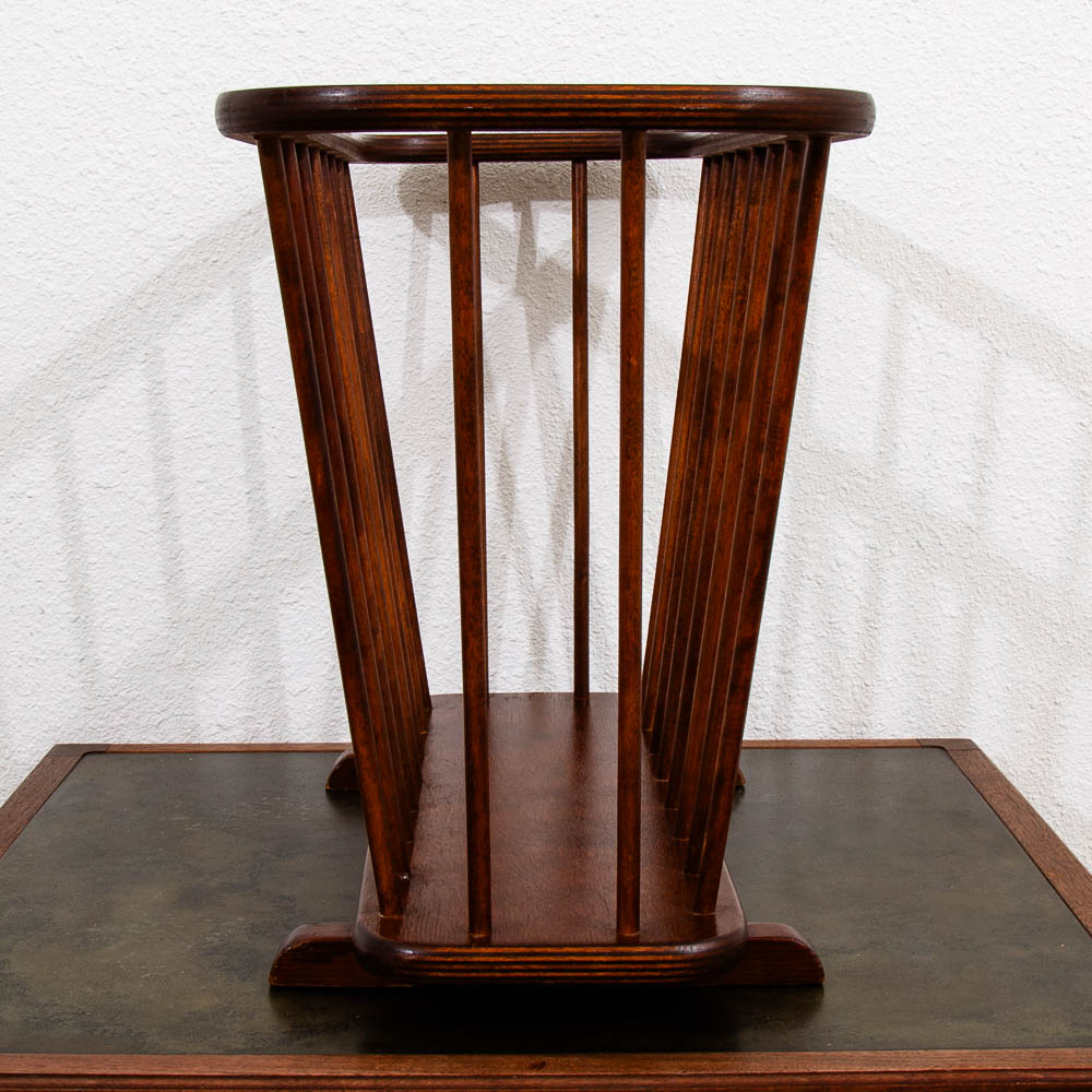 Mid Century Modern Vintage Magazine Rack Spindle Solid Walnut Wood Round Umanoff - Image 2