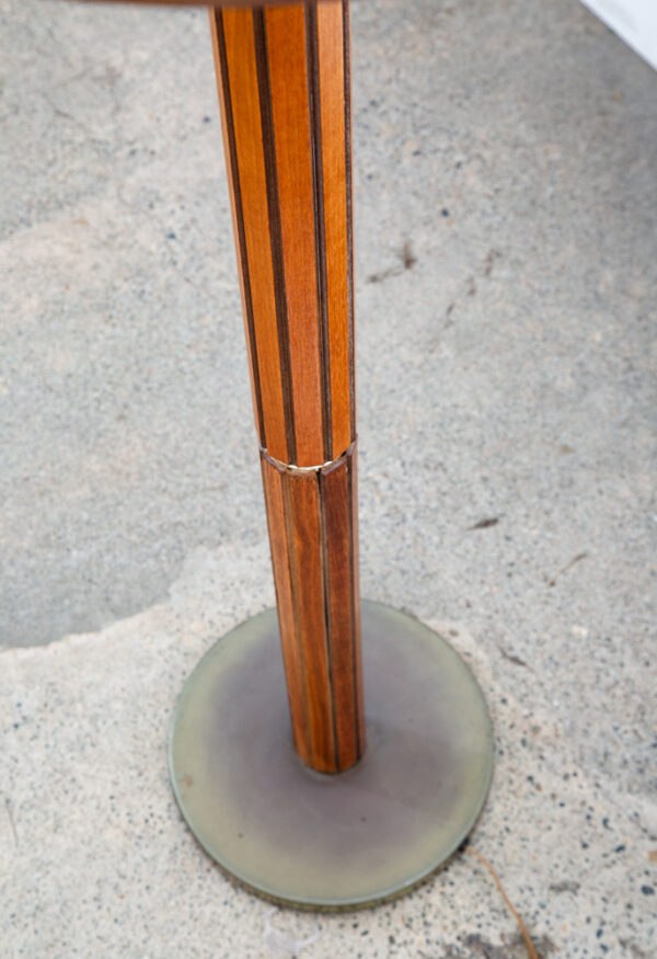 Mid Century Modern Floor Lamp Light lighting Gruvwood Walnut Cane Shade Vintage - Image 6