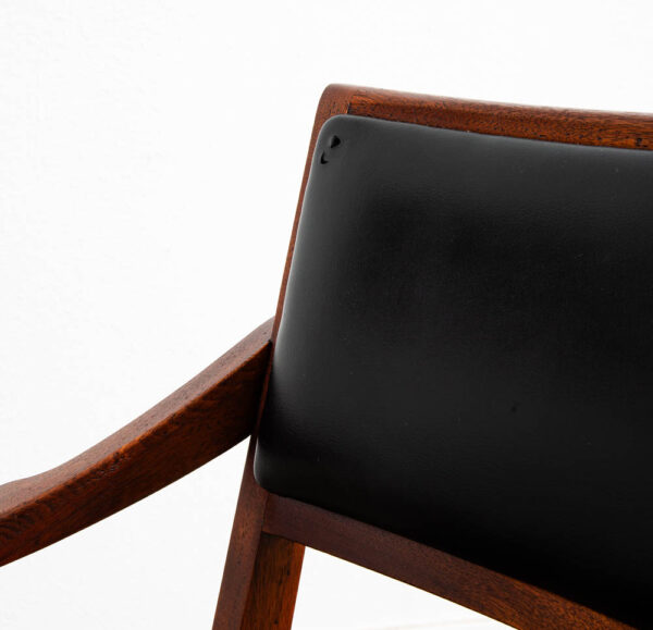 Mid Century Modern Dining Chairs Pair Solid Walnut Armchairs Captain Black Mcm - Image 10