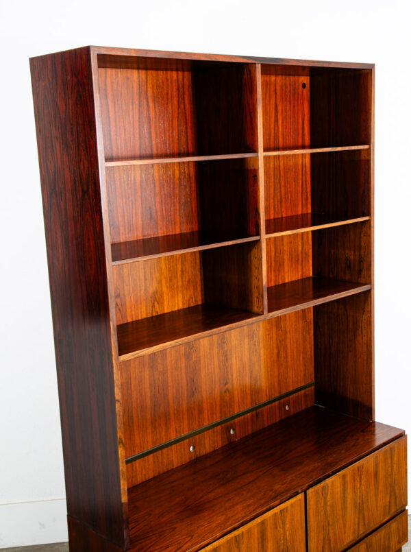 Mid Century Danish Modern Bookshelf Cabinet Rosewood Drawers Omann Jun Drawers - Image 11