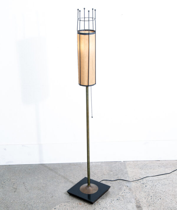Mid Century Modern Floor Lamp Table Light lighting Black Brass Round Gold Mcm - Image 3