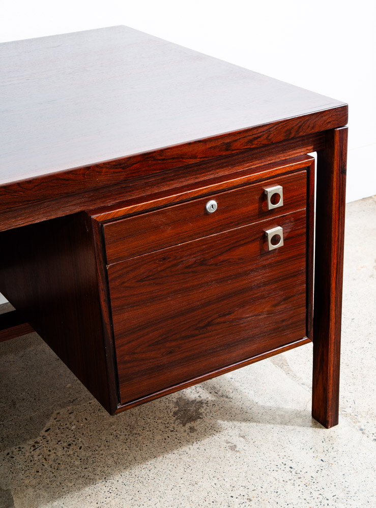 Mid Century Modern Desk Executive L shaped Arne Vodder HP Hansen Rosewood Return - Image 12