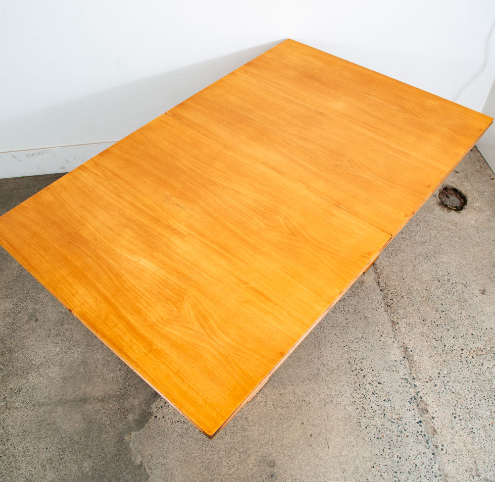 Mid Century Modern Dining Table Brown Saltman Paul Frankl x2 leaf Blonde Wood - Image 3