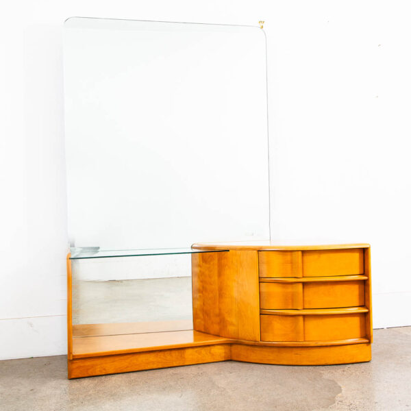 Mid Century Modern Vanity Dressing Table Heywood Wakefield Sculptura Mirror Mcm - Image 2