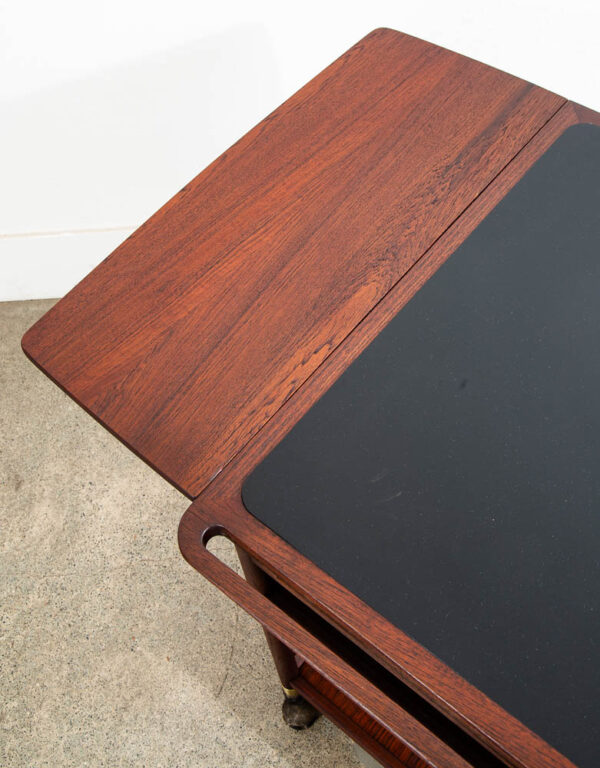 Mid Century Modern Serving Bar Cart Teak Black Liquor Trolley Ludvig Pontoppidan - Image 9