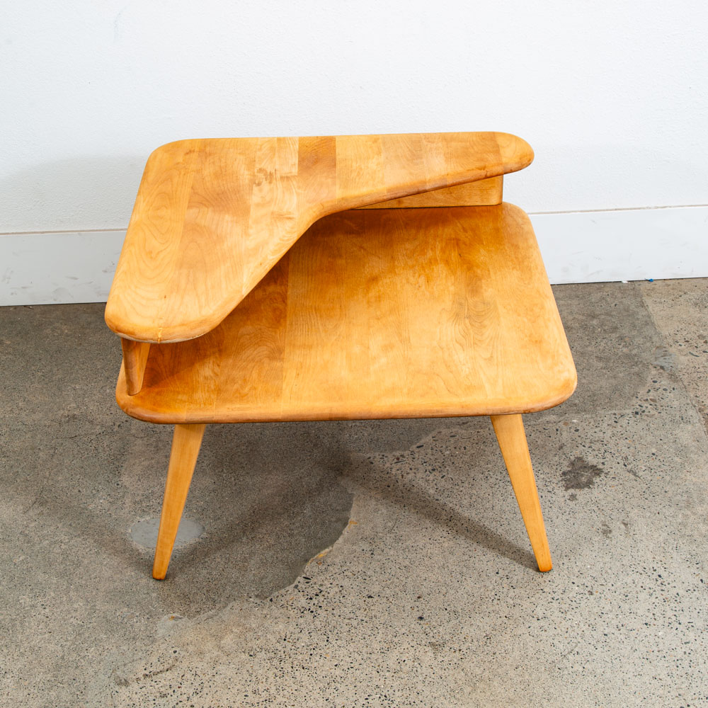 Mid Century Modern Corner Step Up Table Heywood Wakefield 2 Tier Square Vintage