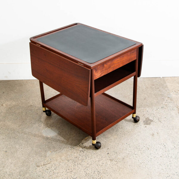 Mid Century Modern Serving Bar Cart Teak Black Liquor Trolley Ludvig Pontoppidan - Image 4