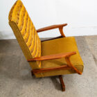 Mid Century Modern Lounge Rocking Chair Yellow Tweed Solid Wood Vintage Armchair - Image 5