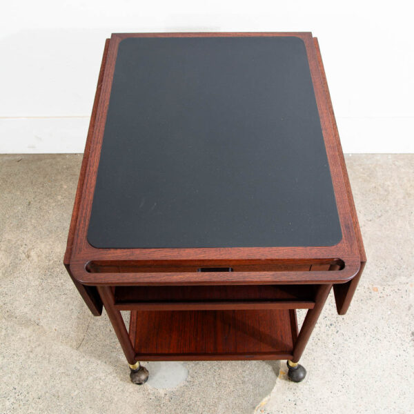 Mid Century Modern Serving Bar Cart Teak Black Liquor Trolley Ludvig Pontoppidan - Image 3