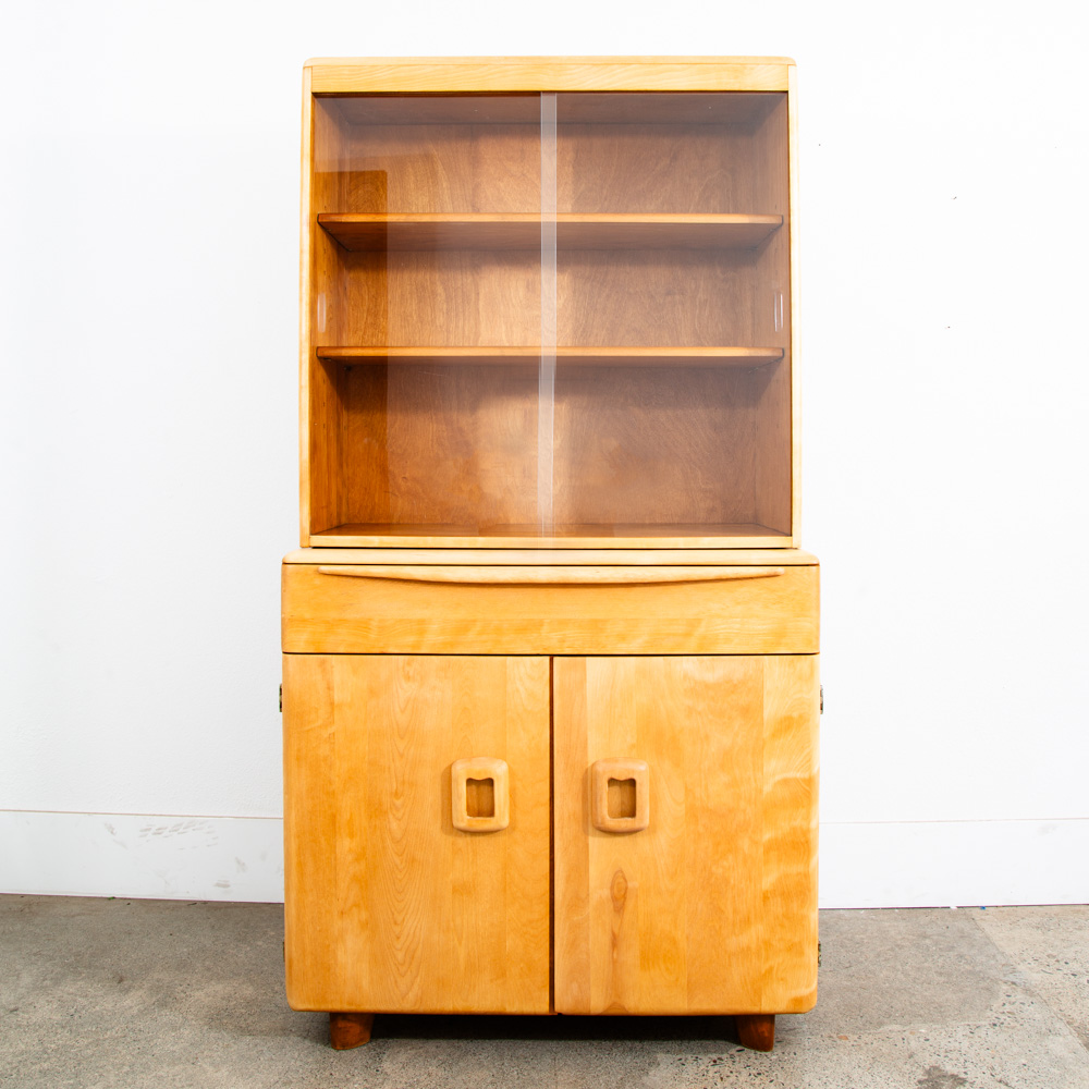 Mid Century Modern Credenza Display China Cabinet Heywood Wakefield Maple Glass - Image 12