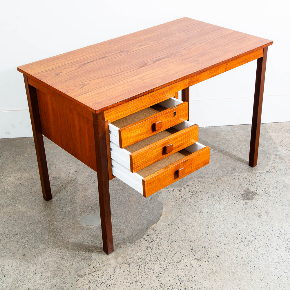 Mid Century Danish Modern Desk Executive Teak 3 Drawer Cabinet Danish Floating - Image 7