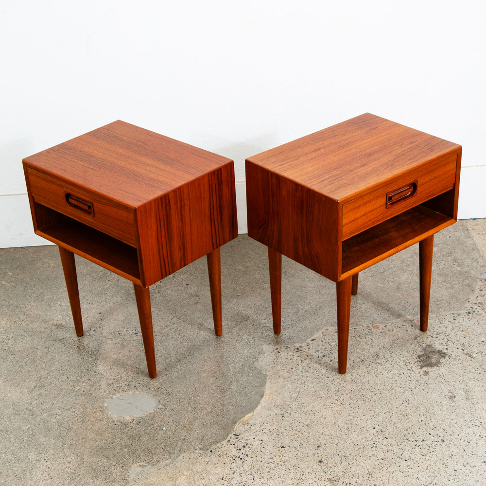 Mid Century Danish Modern Nightstands End Side Tables Teak Drawer Mcm Vintage - Image 8