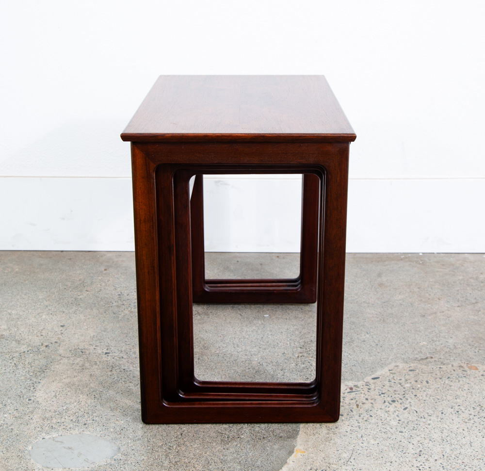 Mid Century Danish Modern Nesting Tables Brazilian Rosewood Set 3 Denmark Sled - Image 6