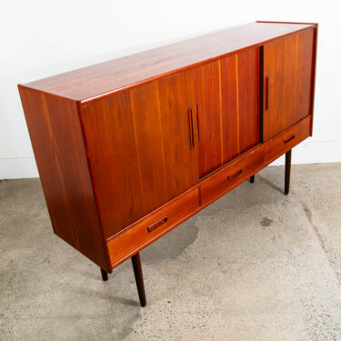 Mid Century Danish Modern Credenza Highboard Sideboard Denmark Bar Teak Drawers