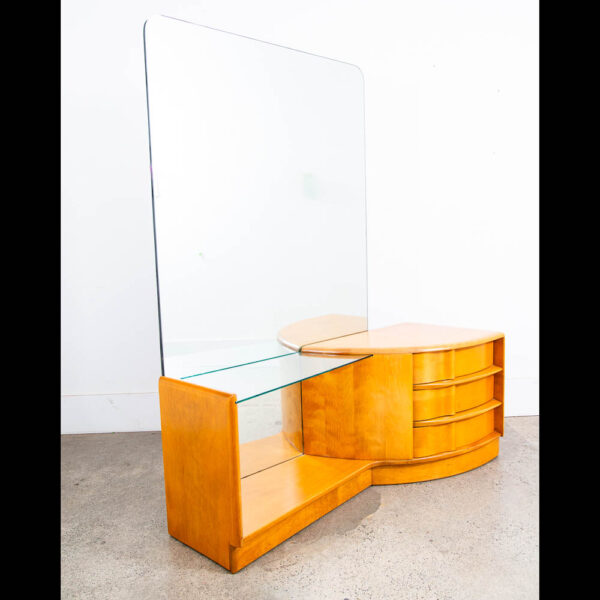Mid Century Modern Vanity Dressing Table Heywood Wakefield Sculptura Mirror Mcm