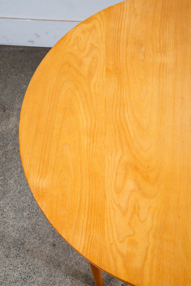 Mid Century Danish Modern Dining Table Oak Round Denmark Circular Refinished Mcm - Image 11