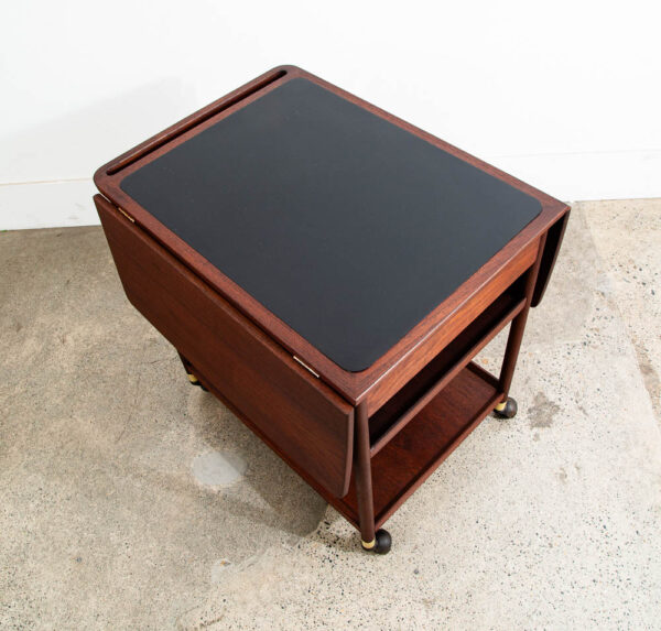 Mid Century Modern Serving Bar Cart Teak Black Liquor Trolley Ludvig Pontoppidan - Image 6