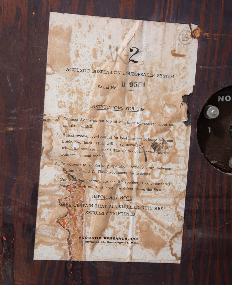 Mid Century Modern Speakers Vintage Acoustic Research AR-2 AR2 Mahogany Wood Mcm - Image 6