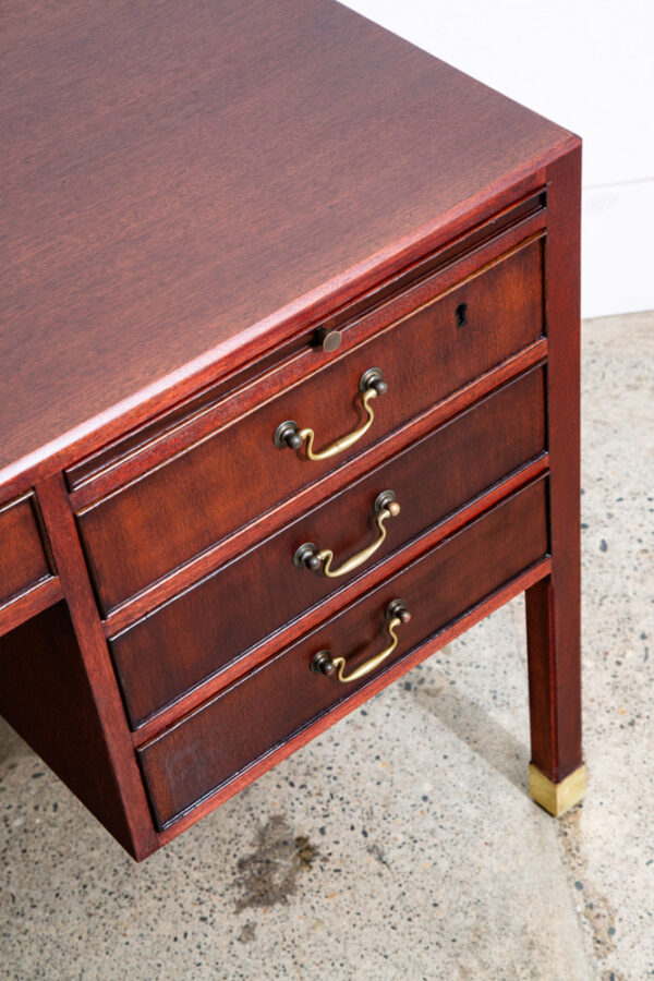 Mid Century Danish Modern Desk Executive Mahogany Ole Wanscher Locking Brass - Image 9