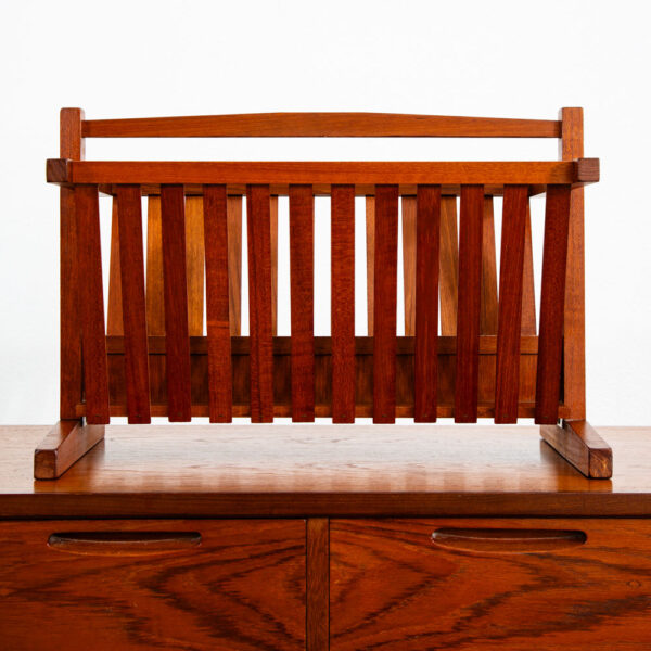 Mid Century Modern Magazine Rack Solid Teak Vintage Danish Folding Mcm Mobler - Image 2