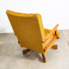 Mid Century Modern Lounge Rocking Chair Yellow Tweed Solid Wood Vintage Armchair - Image 7