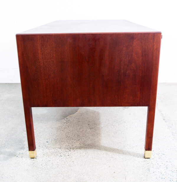 Mid Century Danish Modern Desk Executive Mahogany Ole Wanscher Locking Brass - Image 3