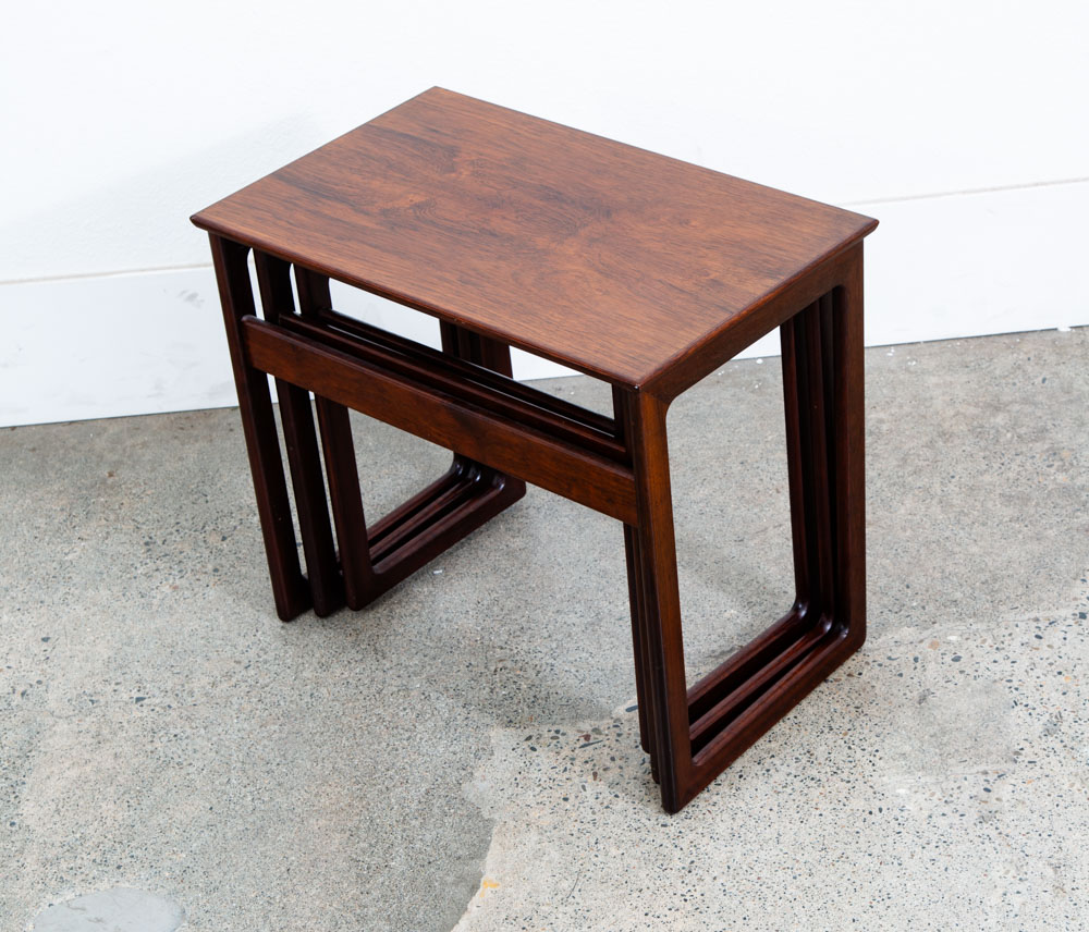 Mid Century Danish Modern Nesting Tables Brazilian Rosewood Set 3 Denmark Sled - Image 4