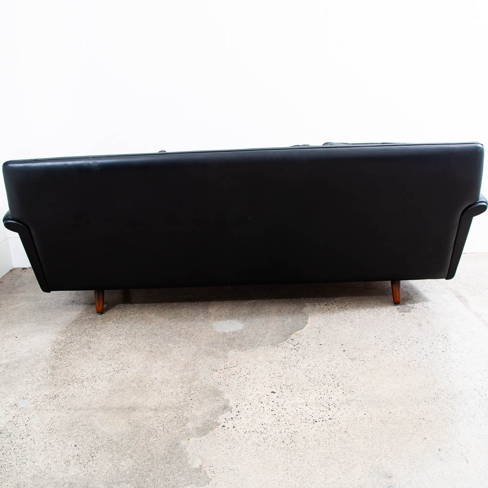 Mid Century Danish Modern Sofa Couch Black Leather Georg Thams 3 Seat Large Mcm - Image 5