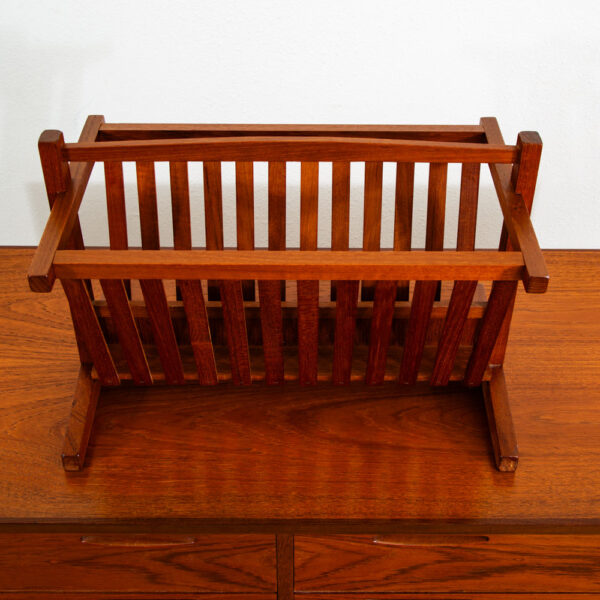 Mid Century Modern Magazine Rack Solid Teak Vintage Danish Folding Mcm Mobler - Image 6
