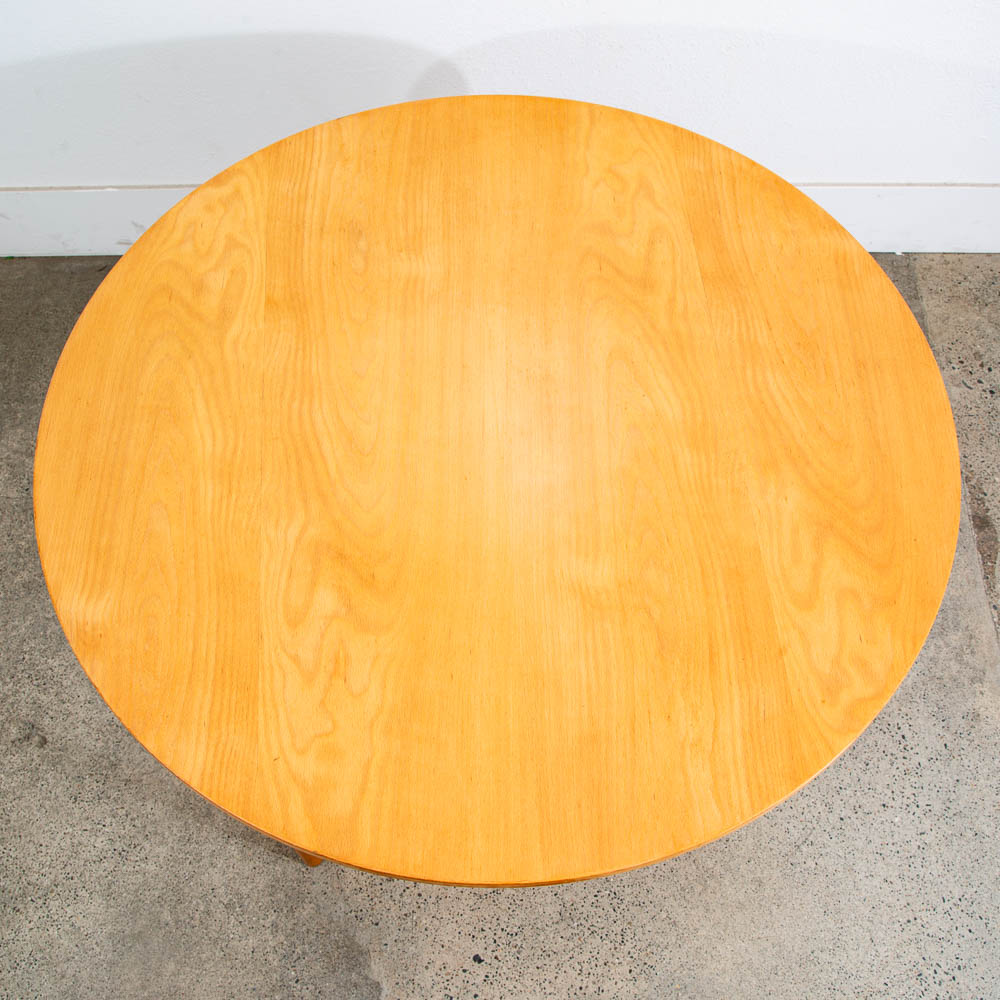 Mid Century Danish Modern Dining Table Oak Round Denmark Circular Refinished Mcm - Image 3