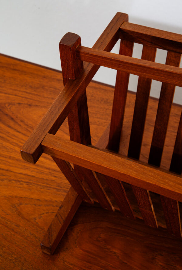 Mid Century Modern Magazine Rack Solid Teak Vintage Danish Folding Mcm Mobler - Image 9