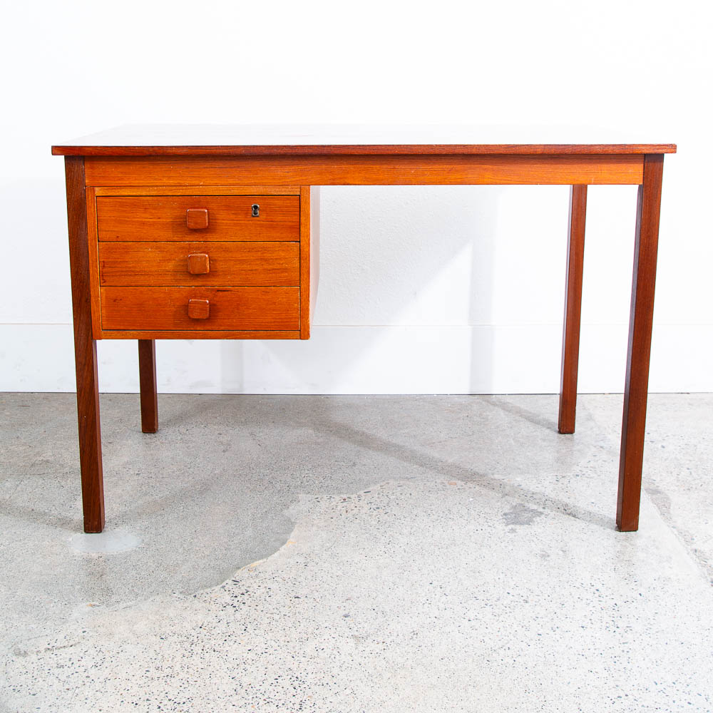 Mid Century Danish Modern Desk Executive Teak 3 Drawer Cabinet Danish Floating - Image 2