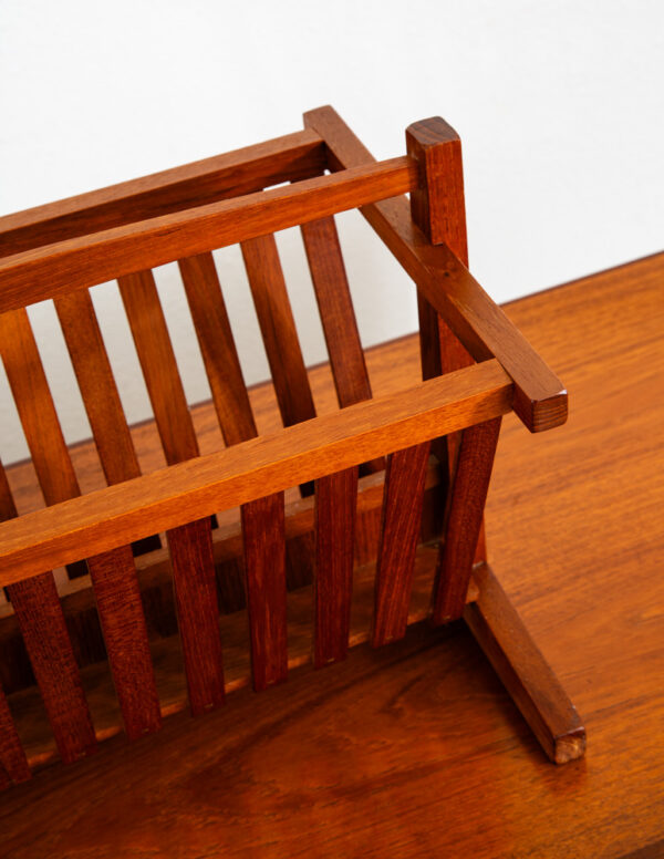 Mid Century Modern Magazine Rack Solid Teak Vintage Danish Folding Mcm Mobler - Image 8