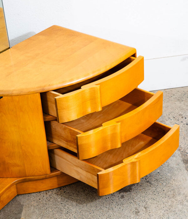 Mid Century Modern Vanity Dressing Table Heywood Wakefield Sculptura Mirror Mcm - Image 12