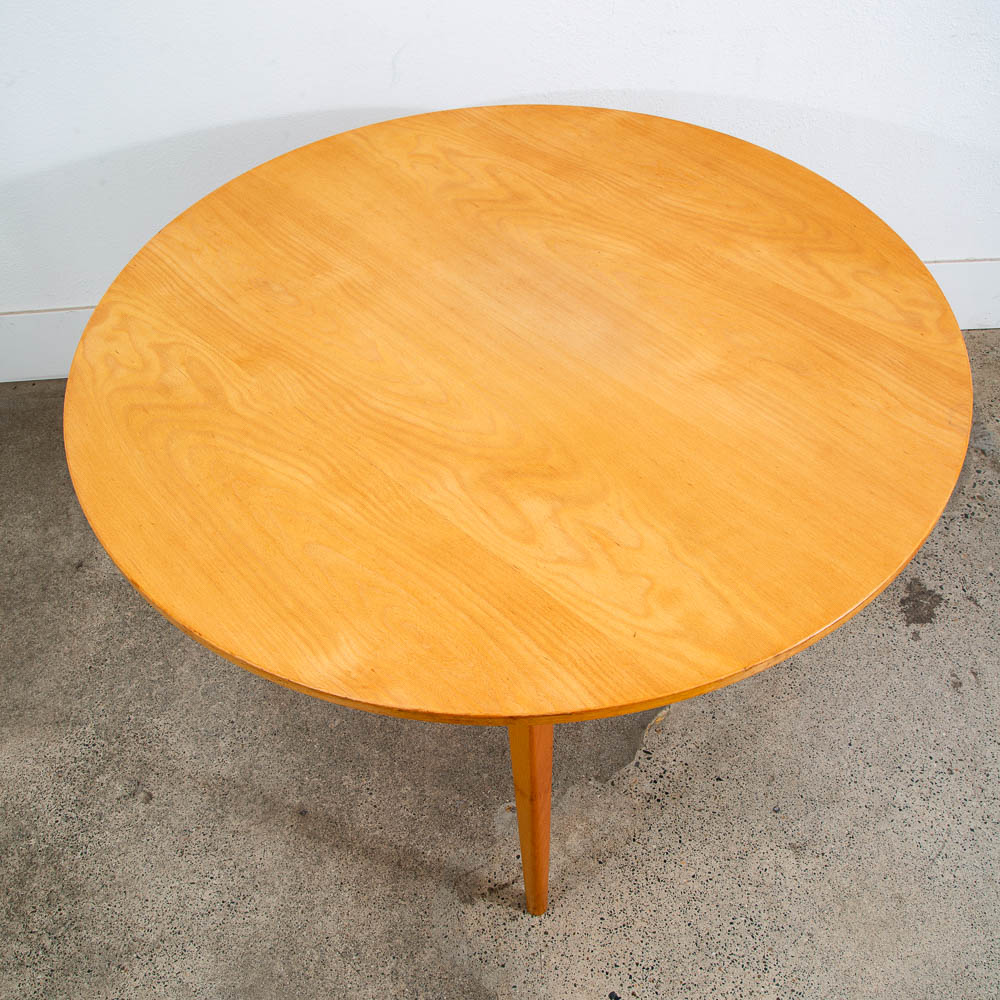 Mid Century Danish Modern Dining Table Oak Round Denmark Circular Refinished Mcm - Image 7