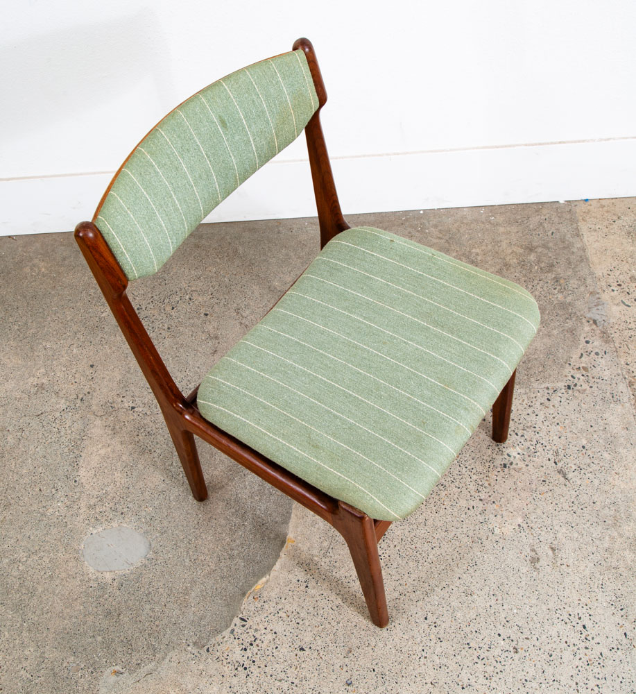 Mid Century Danish Modern Dining Chair Erik Buch Light Green Denmark Teak Mcm - Image 9